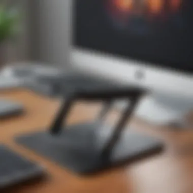 Close-up view of ergonomic features of a laptop stand