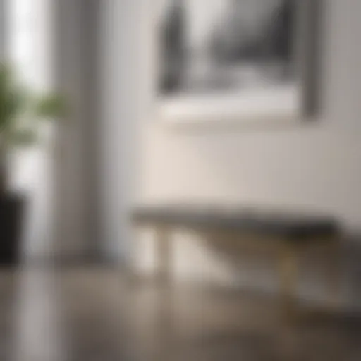 Elegant entryway showcasing a modern bench integrated into the decor