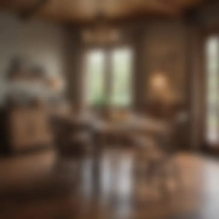 Cozy dining area with a rustic table and chairs