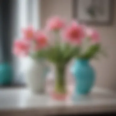 Small plastic flower vases enhancing a modern interior space