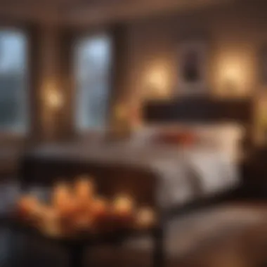 Atmospheric ambiance created by Big Lots flameless candles in a bedroom