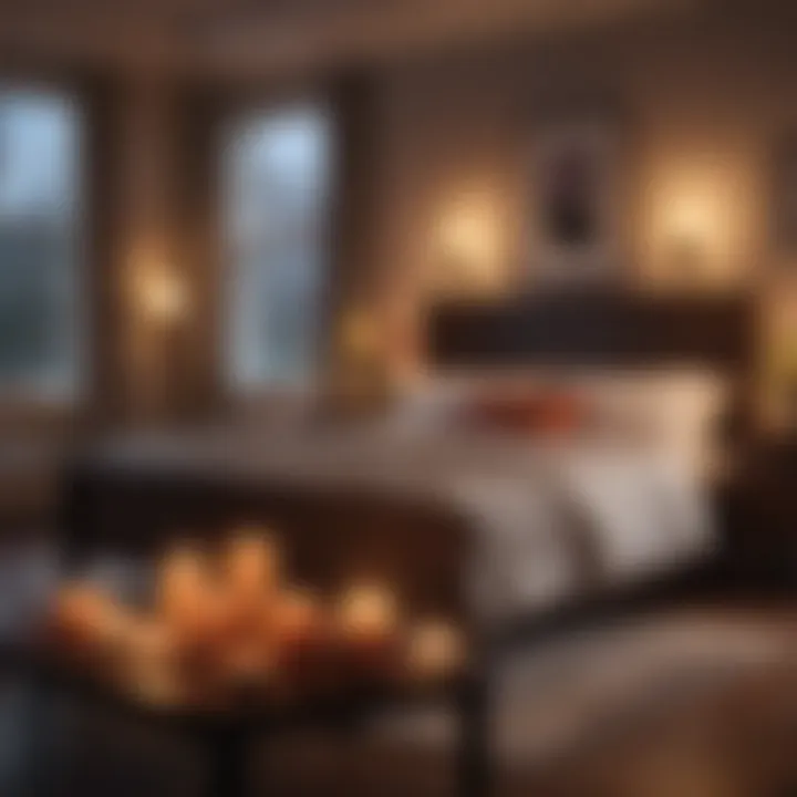 Atmospheric ambiance created by Big Lots flameless candles in a bedroom