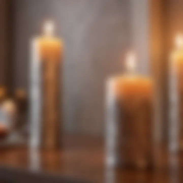 Close-up of the unique design features of Big Lots flameless candles