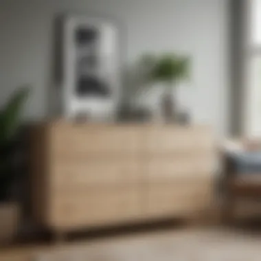 A beautifully styled unpainted dresser in a modern living room