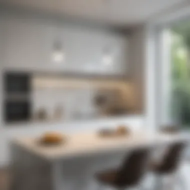 Elegant small white pendant light highlighting a modern kitchen