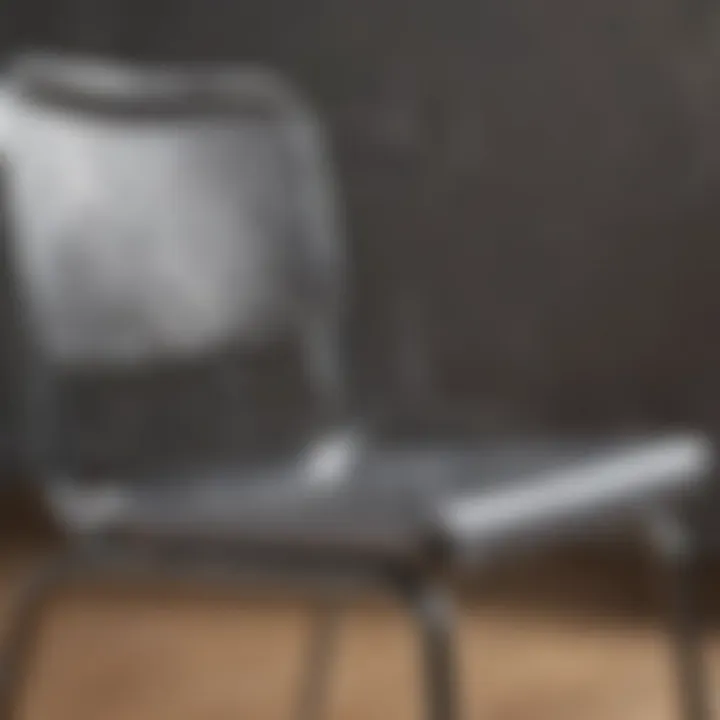 Close-up of stainless steel chair finish and texture