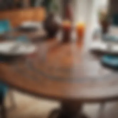 Close-up of unique materials used in bohemian dining tables